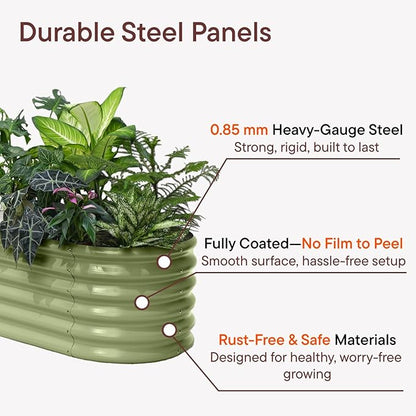 6-Pack Galvanized Raised Garden Bed 8x4x1.5 | 10x2x1.5 ft, 18" Tall Metal Planter Boxes Outdoor for Vegetable Herbs, Modular Raised Flower Bed for Gardening with Zn-Al-Mg Coated-Brooklyn Grey