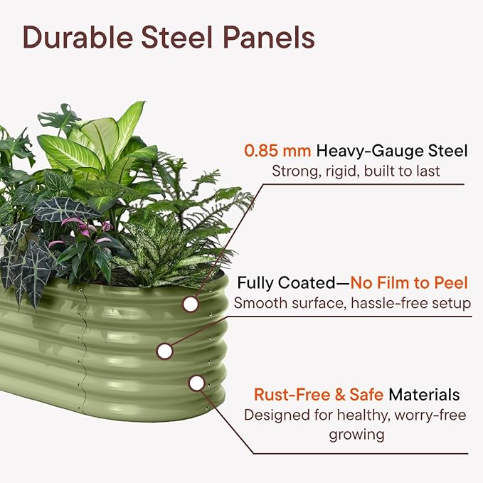 4-Pack 18” Tall Galvanized Raised Garden Beds – Small Space Garden Layout, Fits 170 Sq Ft Yard or Patio, 10x2x1.5 & 6x4x1.5 ft Metal Planter Box for Compact Outdoor Gardening - Sand Beige