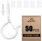 ADIIL 50 PCS Q Hanger Hooks with Safety Buckle, Windproof Screw Hooks for Hanging Outdoor String Lights, Plants, Christmas Patio Lights, 2.2 Inches, White