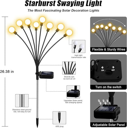 Solar Garden Lights Outdoor, 6 Pack 48LED Waterproof Solar Powered Lights for Yard Pathway Patio, Swaying Lawn Decor as Gardening Gifts for Women Holiday