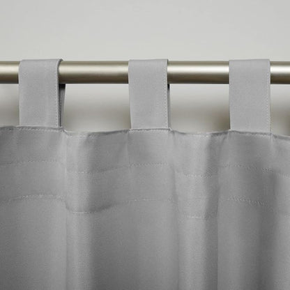 Exclusive Home Cabana Solid Indoor/Outdoor Light Filtering Hook-and-Loop Tab Top Curtain Panel Pair, 54"x132", Cloud Grey