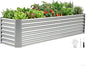 8x2x2ft Raised Garden Bed - Galvanized Deep Root Planter Boxes Outdoor with Wing Nuts and Safety Edges for Gardening Vegetables, Flowers, Herbs, Succulents - Silver