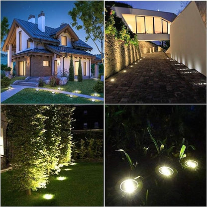 4.6 Inch Diameter Solar Ground Lights, Waterproof Solar Garden Lights, Outdoor Garden Waterproof Bright in-Ground Light, Landscape Lighting for Pathway,Yard,Lawn,Patio,Walkway (4 Pack White Light)