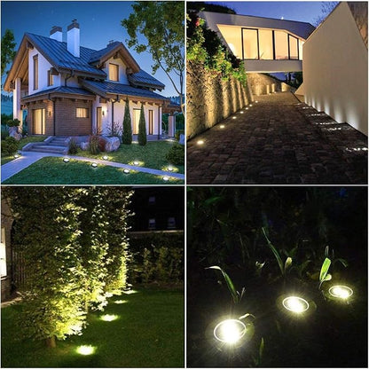 4.6 Inch Diameter Solar Ground Lights, Waterproof Solar Garden Lights, Outdoor Garden Waterproof Bright in-Ground Light, Landscape Lighting for Pathway,Yard,Lawn,Patio,Walkway (8 Pack Warm Light)