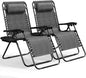 Nestl Zero Gravity Chairs Set of 2, Patio Lounge Chair Outdoor with Pillows & Cup Holder Trays, Adjustable Steel Mesh Reclining Camping Chair, Folding Patio Lawn Chair for Deck, Beach, Yard - Grey