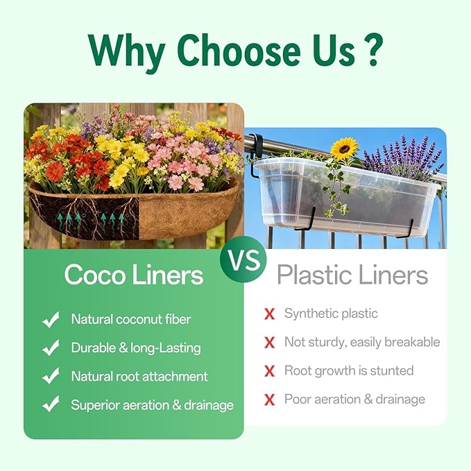 ZeeDix 30 Inch Trough Coconut Liners for Planters - 100% Natural Coconut Coir Fiber Planter Liners Replacement for Window Boxes, Wall Baskets, Deck Flower Boxes, Garden Railing Fence Troughs (4Pack)