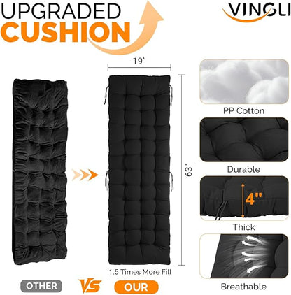 VINGLI Padded Zero Gravity Chair, Lounge Chair with Removable Cushion & Tray， Folding Reclining Patio Chairs， Recliner Chair for Lawn，Indoor Outdoor-Black