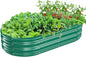Oval Galvanized Planter Box, Metal Raised Garden Bed - 0.8MM Thick- Ideal for Outdoor Gardening and Planting of Vegetables Flowers Fruits Succulent Plants and Others (Green, 5X2.7X1 FT)