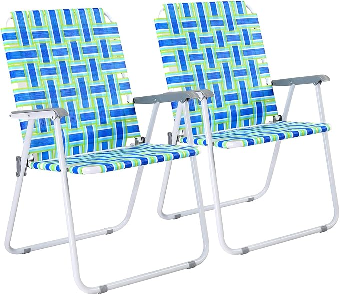 Chairs for Patio and Lawn: Oversized Blue Folding Set of 2, Metal Frame