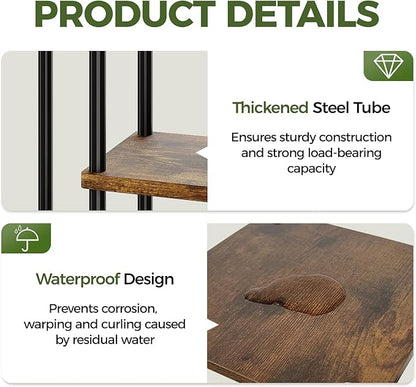 Bamworld Tall Plant Stand Indoor 6 Tier Plant Shelf for Multiple Plants, Tiered Flower Pot Stands for Patio Garden Balcony Living Room Bedroom, Brown