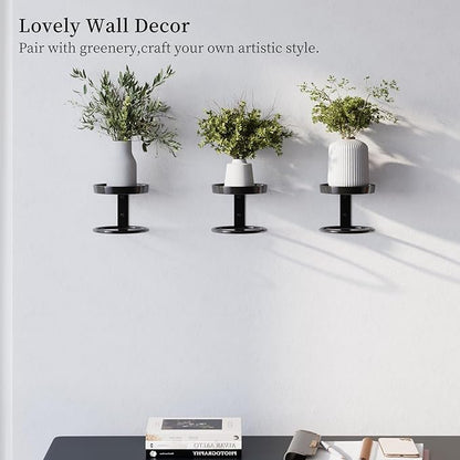 Metal Wall Planters Mid Century Modern Floating Shelves for Indoor Hanging Plants, Space-Saving Vertical Garden for Home & Office 3 Pack Black