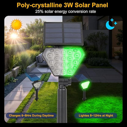 T-SUN Solar Lights Outdoor Waterproof IP65, 6Pack LED Solar Spot Lights Color Changing IP65 Waterproof Smart Auto On/Off for Outside Landscape Garden Yard Lawn Pathway Patio Driveway