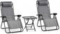 SereneLife Outdoor Zero Gravity Lounge Chair Set with Table – 2 Adjustable Recliners with Cup Holders, Headrest, Steel Frame & Foldable Design for Patio, Pool, Garden, or Camping