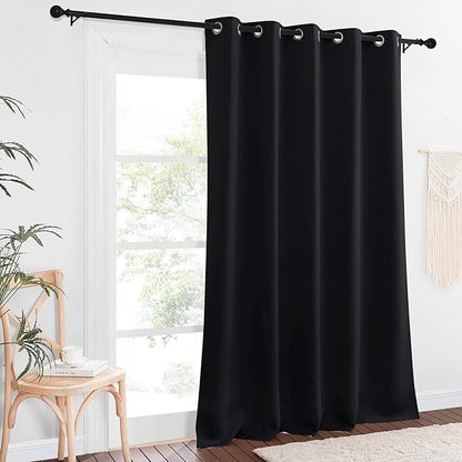 NICETOWN Black Out Living Room Curtain 118 inches Long, Grommet Thermal Insulated Room Darkening Window Treatment for Bedroom/French Door, Black, W66 x L118, 1 Panel