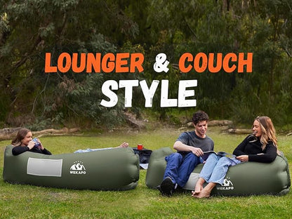 WEKAPO Inflatable Couch Air Lounger Chair - Camping & Beach Accessories, Portable Blow up Sofa for Hiking, Lawn, Indoor/Outdoor Movies & Music Festivals. Lightweight and Easy to Set Up Air Hammock