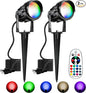 Halloween Christmas Spotlight Outdoor Color Changing Landscape Spotlights,12W RGBW LED Outdoor Spot Lights for Yard Garden Decor,Waterproof 110V Plug in Landscape Lighting with Remote,2 Packs