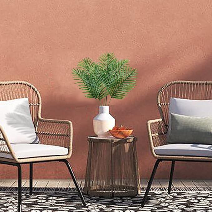 Artificial Plants Greenery Palm Leaves, 12 Pcs Bendable Tropical Fake Leaves