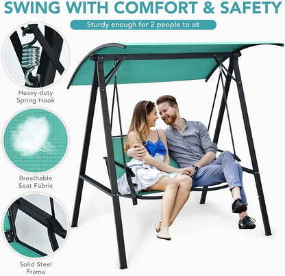 Tangkula 2-Person Patio Swing, Weather Resistant Porch Swing - Image 5