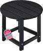 LZRS Round Adirondack Patio Side Table End Table, Outdoor Side Tables for Patio, Backyard,Pool, Indoor Companion, Easy Maintenance & Weather Resistant(Black)