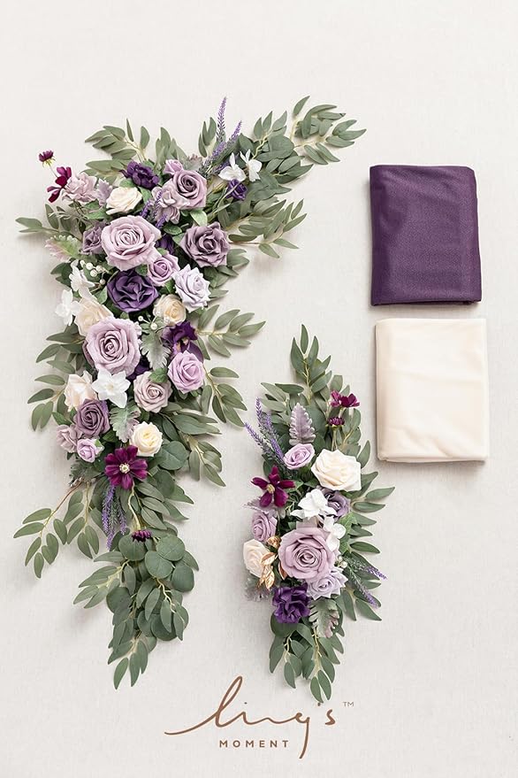 Artificial Flowers for Wedding Arch, Lilac Foam and Silk, 4-Piece Set