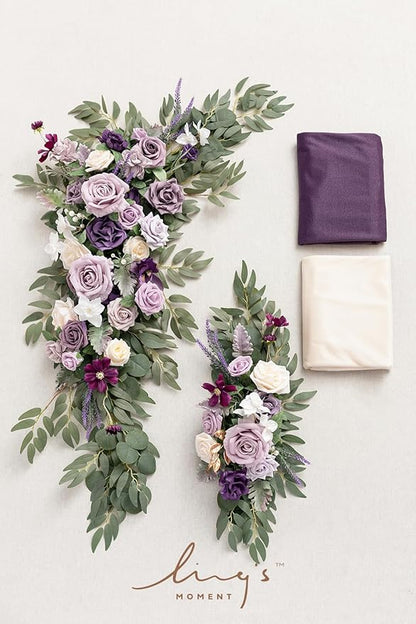 Artificial Flowers for Wedding Arch, Lilac Foam and Silk, 4-Piece Set