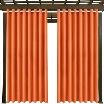 Outdoor Patio Curtain Waterproof Darkening Thermal Insulated Indoor Curtains for Bedroom, Porch, Living Room, Pergola, Cabana, W105 x L120 Extra Wide Room Divider, Orange, Set of 2 Panels