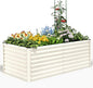 Quictent Galvanized Raised Garden Bed Metal Planter Box Bottomless for Backyard Outdoor, Include 1 pc Tomato Cage, Beige, 6x3x2 Ft