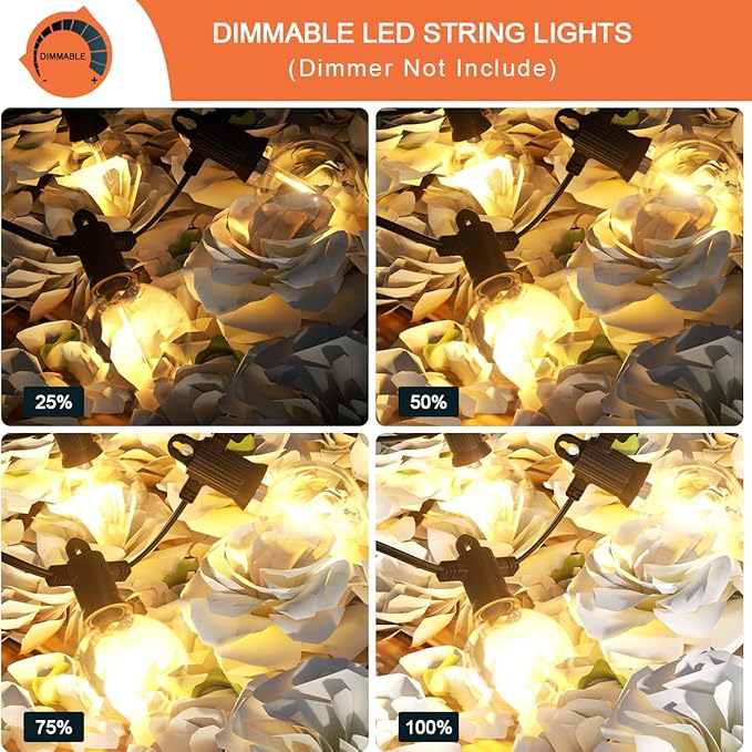 String Lights 240 FT Outdoor, 120 G40 LED Bulbs, IP65 Waterproof