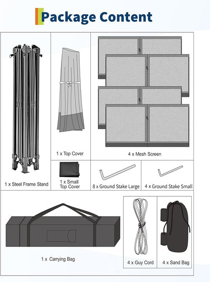 Canopy Tent 12x12 ft, Pop Up Gazebo One-Push Setup with 4 SandBags for Backyard Parties and BBQs, Mosquito Netting & Height Adjustable - Khaki & Coffee