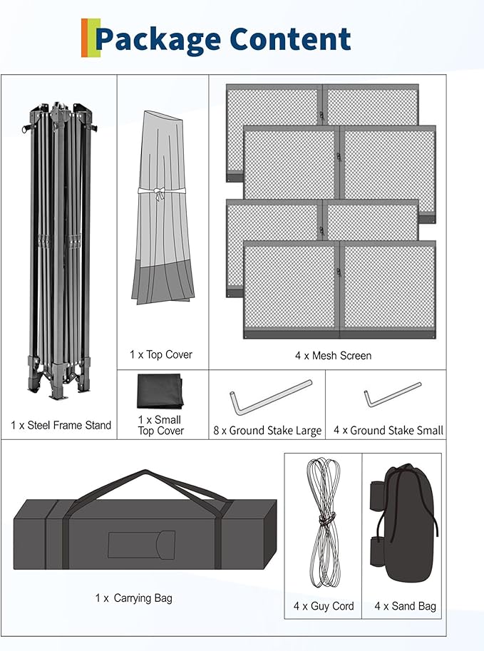 Canopy Tent 12x12 ft, Pop Up Gazebo One-Push Setup with 4 SandBags for Backyard Parties and BBQs, Mosquito Netting & Height Adjustable - Navy Blue