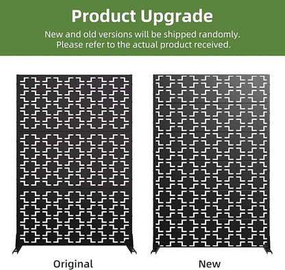 Casaphoria Metal Privacy Screen Outdoor, 72" H x 47" W Freestanding Decorative Privacy Screen for Patio Deck Balcony Garden with Stable Base, Black-Square