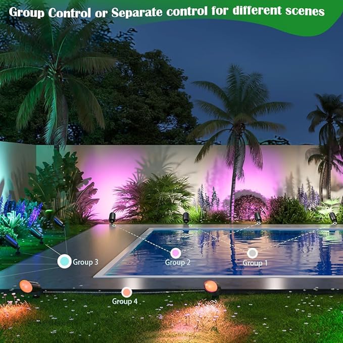 Spotlights, 4-Pack 12V Low Voltage RGB Landscape Lights, Aluminum