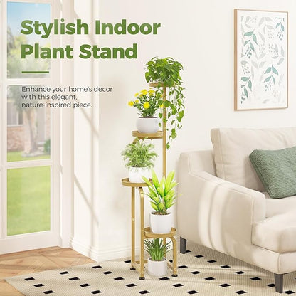 Bamworld Corner Plant Stand Indoor Outdoor, Tall Metal Flower Pot Stands for Multiple Plants, 4 Tier Gold Heavy Duty Plant Shelf for Patio Garden Balcony Living Room Bedroom(Patent Design)