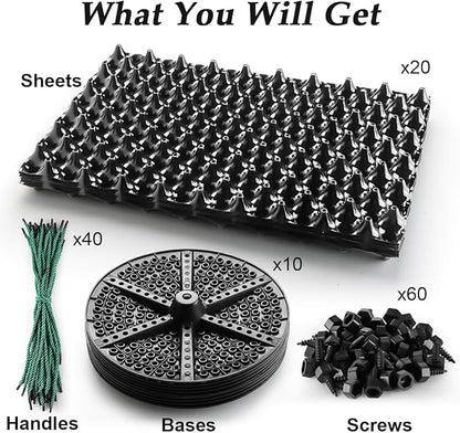 5 Gallon Air Pruning Containers, Roots Control Planter New Plastic Nursery Pots Fruit Vegetable Orchard Garden Self-Planting Pots, Size 12"x12", Black, (10P)