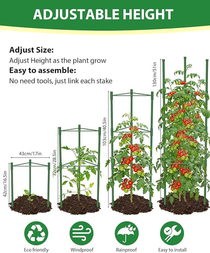 3 Pack Extra Larger Tomato Cages, 51in*17in Adjustable Tomatoes Plant Stakes Support Cages Trellis for Garden, Garden Trellis for Vegetable Flowers Fruits Climbing Plants