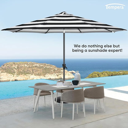 Tempera Patio Market Outdoor Table Umbrella with Auto Tilt and Crank, Large Sun Umbrella with Sturdy Pole & Fade Resistant Canopy, Easy to Set