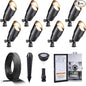 Gardenreet Black Brass Low Voltage Landscape Spotlights(8-Pack) Kit 12V LED with 150W Low Voltage Transformer & Mechanical Timer & 100FT Wire & 40Pack Connectors for Outdoor House Garden Patio