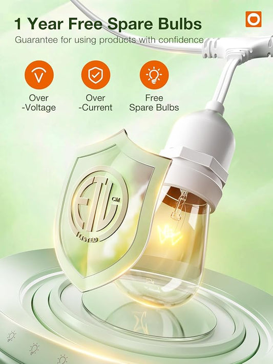 String Lights, 96 FT Outdoor Warm White Weatherproof