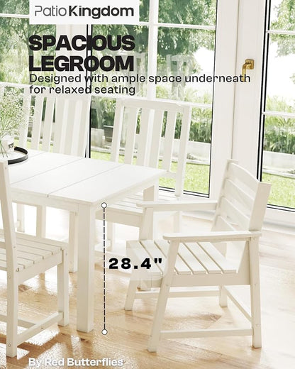 White 9-Piece Outdoor Dining Set with Beige 11FT Cantilever Umbrella, 75.2'' HDPE Table & Chairs for 8, Weather-Resistant Furniture with Umbrella Hole for Patio, Lawn, Poolside