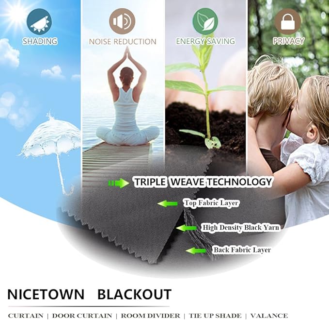 NICETOWN Outdoor Curtain for Patio Waterproof Extra Wide 100", Blackout Vertical Blinds Thermal Insulated Rustproof Top & Bottom Grommet Indoor Outdoor Divider for Public Space, Grey, 1 Piece, 84" L