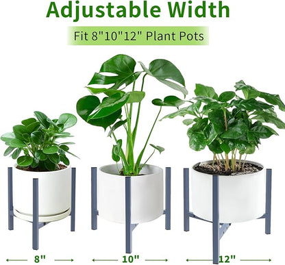 Aripark Plant Stand Indoor Adjustable, Metal Modern Plant Stands Small, Heavy Duty Stable Plant Pot Flower Holder Outdoor Corner, Fit 8 9 10 11 12 inch Pots, Sparkling Blue (Pot & Plant Not Included)