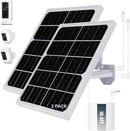 Solar Panel for Security Camera 2 in 1 Port 10W Ring Camera Solar Charger Compatible with Ring Spotlight & Stick Up Outdoor Cam Battery, IP65 Waterproof &16.4ft Long Cable with USB-C/DC Ports