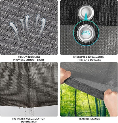 90% Shade Cloth Sun Shade Fabric Privacy Screen Shade Cover for Patio Garden Pergola Shade Cover Canopy with Gromments