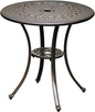 DWVO 25 Inches Round Patio Dining Table with Umbrella Hole, Antique Cast Aluminum Outdoor Bistro Table Outdoor Side Table for Backyard, Garden, Patio, Porch, Hammered Bronze