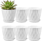 FaithLand 6-Pack 6-Inch Plastic Plant Pots with Saucers | Thickened PP Material, Modern Wave Texture, Enhanced Drainage for Indoor/Outdoor Garden Plants | White Value Set