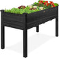 Best Choice Products 48x24x30in Raised Garden Bed, Elevated Wood Planter Box Stand for Backyard, Patio, Balcony w/Bed Liner, 200lb Capacity - Black