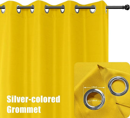 BONZER Outdoor Curtains for Patio Waterproof Thick Privacy Grommet Light Filtering Outside Curtains for Porch Pergola Gazebo Deck, 1 Panel, 84W x 108L inch, Yellow