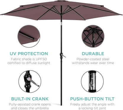 Best Choice Products 10ft Outdoor Table Compatible Steel Polyester Market Patio Umbrella w/Crank and Easy Push Button Tilt