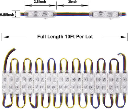 LED Window Lights Storefront Lights for Business Upgraded LED Modules Waterproof Store Decorative Light for Advertising Letter Signs Lightbox RGB 120 Pieces 3 LED Strip Light 60 FT