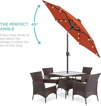 Best Choice Products 7.5ft Outdoor Solar Market Table Patio Umbrella for Deck, Pool w/Tilt, Crank, LED Lights - Rust